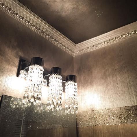 If you choose a dark color for the walls, then using it on the ceiling is a pretty bold move. Ombré Powder Room with Modern Masters Metallic Paint on ...