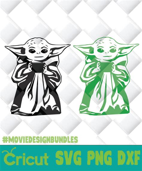1 svg file 1 eps file 1 png file 1 dxf file. GREEN AND BLACK BABY YODA HOLDING CUP SVG, PNG, DXF ...