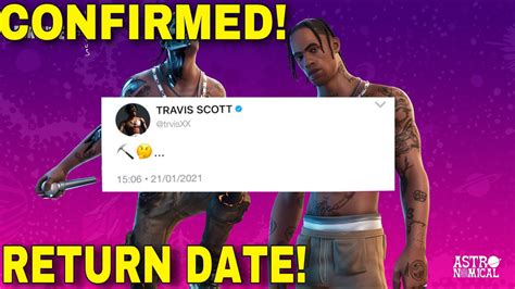 How to get the fortnite travis scott outfit? TRAVIS SCOTT SKIN CONFIRMED RETURN RELEASE DATE in Fortnite! (Travis Scott Skin Coming Back ...