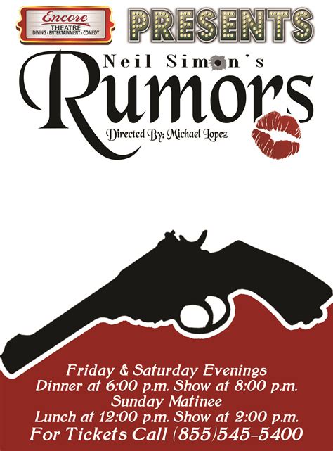 Five people are invited to dine at a first rate restaurant in paris. Neil Simon's Rumors II 2013 | New poster, Dinner theatre ...