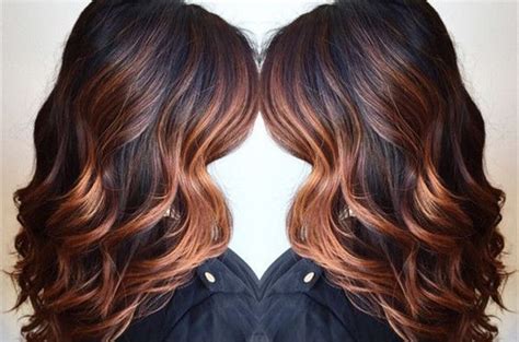 It's a colour that can be worn at any age, softening any cracks and crevasses while adding a glow back into the cheeks. Wavy Dark Brown Hair with Copper Highlights | Hair styles ...