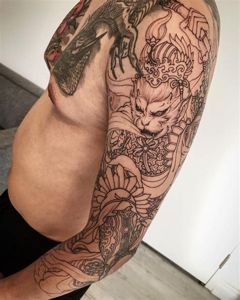 Snake roses hand jewel neon lights tattoo design ideas. The monkey king 3/4 sleeve in progress @chronicink sponsored by @tatsoul @fytsupplies #wearproud ...