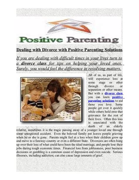 Dealing with divorce with positive parenting solutions