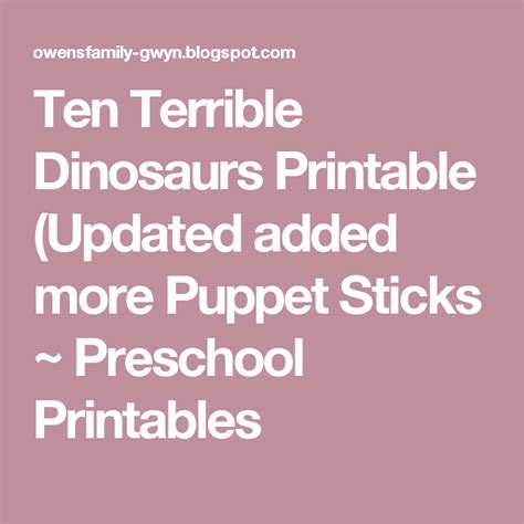 Beller research and training in early childhood education and updated. Ten Terrible Dinosaurs Printable (Updated added more ...