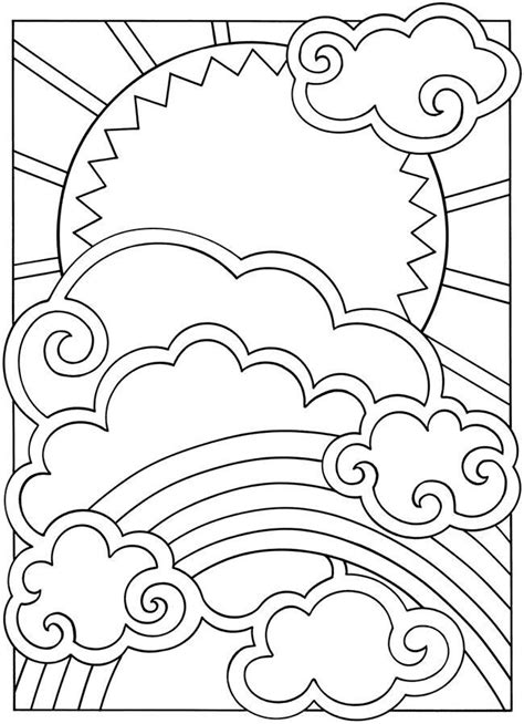 Raining cloud with a sun icon vector. Stuff to color - sun cloud rainbow | Coloring pages ...