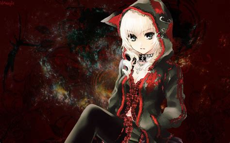 116 hoodie hd wallpapers and background images. red, Long, Hair, Nekomimi, Animal, Ears, Black, Eyes ...