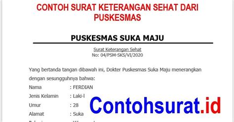 Contoh surat yang satu ini memiliki fungsi sangat penting. Contoh Surat Keterangan Sehat dari Puskesmas - Contohsurat.id