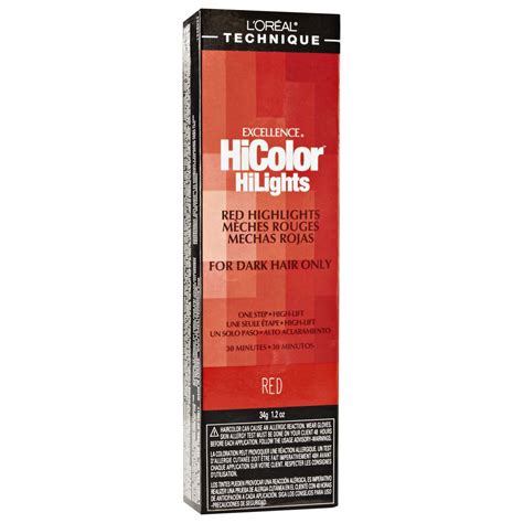 L'oreal excellence hicolor is designed to add intense highlights to dark hair. Red - L'Oreal HiColor Red HiLights Permanent Hair Color ...