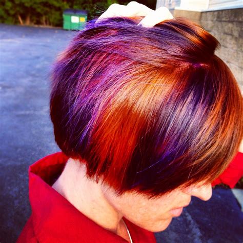 Maybe you would like to learn more about one of these? Purple in copper hair | Haircut and color, Cool hairstyles ...