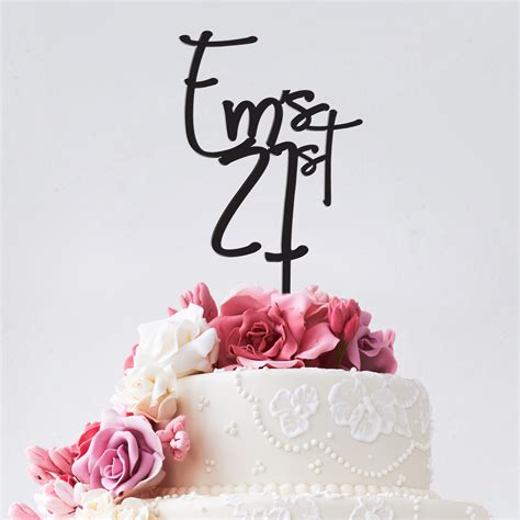 Personalised Name + Age Cake Topper-Emily Font - Cake ...