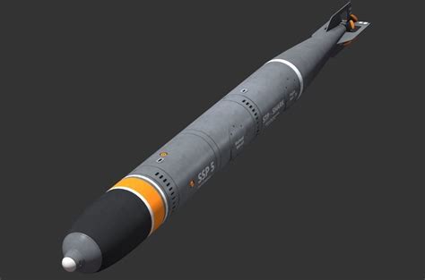 Torpedo splashes are now much more detailed and realistic, and they are visible at a distance of more than 7 km. 3D model bomb torpedo VR / AR / low-poly MAX OBJ MTL FBX MA MB