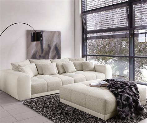 Ein sofa ist das herzstück im wohnzimmer. Bigsofa Valeska 310X135 Mit Hocker Grau Cremeweiss Home ...