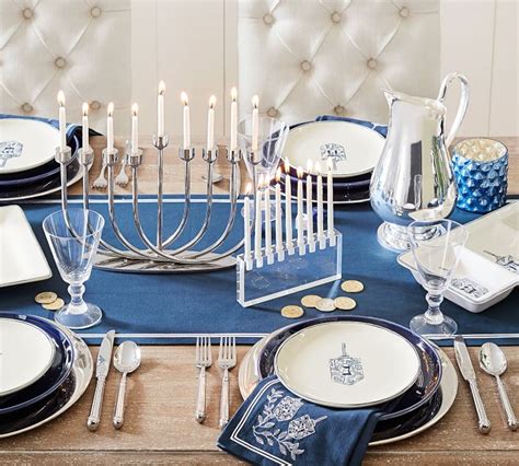 Crate & barrel carries tablesettings, candles and menorahs. Rachel Menorah | Candle Holder | Pottery Barn