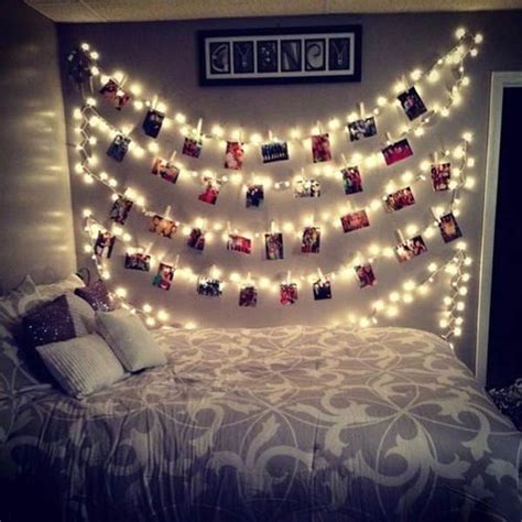 Use string to hang the hula hoop on the hooks. 45 Ideas To Hang Christmas Lights In A Bedroom - Shelterness