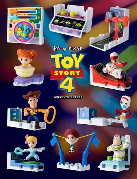 Woody (voice of tom hanks) has always been confident about his place in the world, and that his priority is taking care of his kid, whether that's andy or bonnie. Toy Story 4 - McDonald's collection | Disney Merchandise ...
