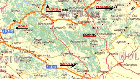 Mappa geografica sulmona (abruzzo), centrata sulle coordinate latitudine 42.05° longitudine 13.93°. Scanno, alberghi, ristoranti, dintorni, arte, cultura ...