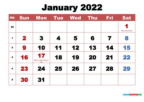 Uk public holidays always move forward in the calendar, never backwards. Printable January 2022 Calendar with Holidays Word, PDF