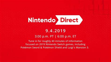 This presentation for september 2019 was teased as focusing primarily on 2019 switch games, we. Nintendo Direct announced for September 4 - Nintendo ...
