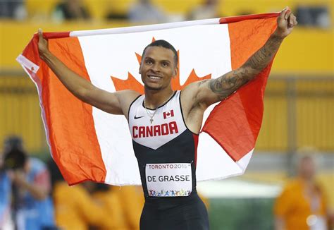 Degrasse and usain's smiles at each other while they ran side by side is my new fav part of the #im laughing thats so pure #andre de grasse #usain bolt #rio 2016. Toronto sprinter Andre De Grasse wins debut pro race at ...