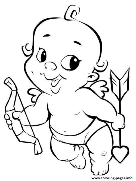 This coloring sheet will make your little cupid fall in love with coloring. Baby Cupid Valentines Day Coloring Pages Printable