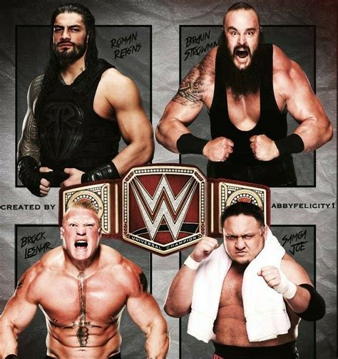 Wwe champion aj styles defending against daniel bryan. Roman Reigns vs Braun Strowman vs Brock Lesnar (c) vs ...