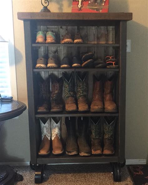 3 pairs of boot rack organizer storage rack, home closet shoe cabinet shelf is easy to assemble. A rustic boot storage cabinet is perfect if you don't have ...