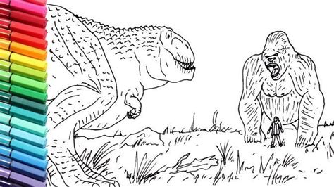 Download or print this amazing coloring page: King Kong Versus Godzilla Coloring Pages - kidsworksheetfun