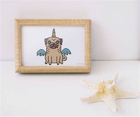 Check spelling or type a new query. Pug Unicorn cross stitch pattern funny nursery baby puppy ...