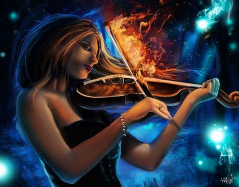 #digital 3d #fantasy #character modeling #dungeonsanddragons #zodiacs #afrocentric #afrofantasy #gemini #blackart. magic, Violin, Fire, Burning, Lullaby, Fantasy, Girls, Fantasy, Music Wallpapers HD / Desktop ...