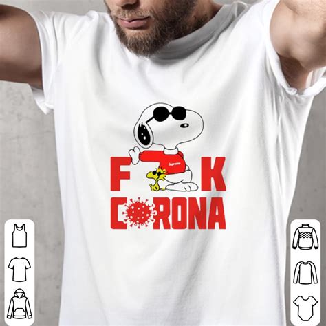 Black /price inquiry required x s * inquiries required. Premium Snoopy and Woodstock Supreme Fuck Corona shirt ...