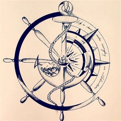 An anchor tattoo usually means stability, peace, strength, determination and passion.people frequently use other symbols or letters with anchor together, such as roses, infinity, swallows, compasses, ropes and wheels. Image result for anchor compass tattoo design | Anchor ...