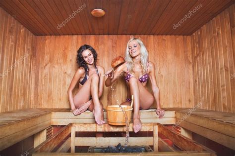 Camera in bathroom caught my stepsister masturbating in the shower and having a strong orgasm! Frauen in der sauna — Stockfoto © evarlamov #34693127