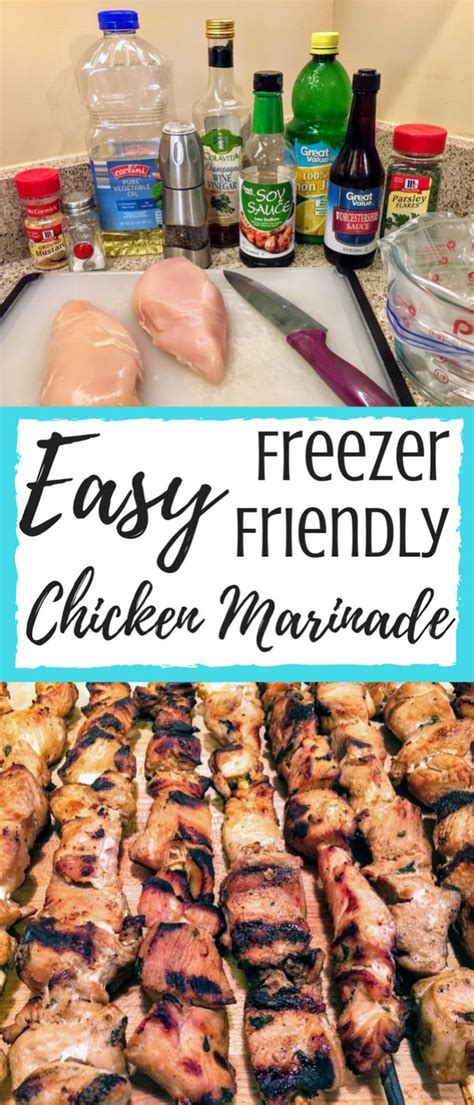 This grilled chicken marinade recipe is made with extra virgin olive oil, freshly squeezed lemon juice, balsamic vinegar, soy sauce, brown sugar the key is to let the chicken marinate for at least 30 minutes. Easy Freezer Friendly Chicken Marinade | Recipe | Chicken ...