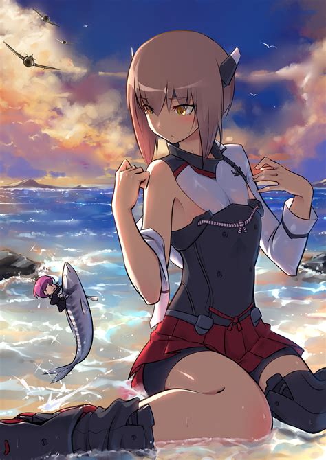 Yellow hair (3) the character has yellow hair. short hair, brunette, anime, anime girls, Kantai ...