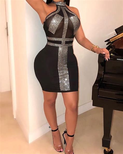 How to see through clothes. See Through Hot Stamping Halter Bodycon Dress in 2020 ...