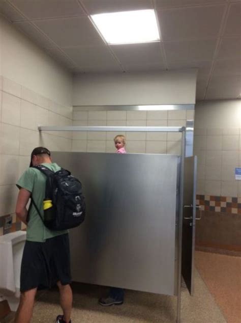 This bathroom stall this meme on awwmemes com. Urinal Peekaboo - Little Girl Peeks Over Bathroom Stall ...