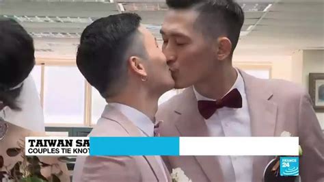 One of the voters, yongyu wang, explained his view on the issue. Taiwan holds first same-sex marriages in historic day for ...