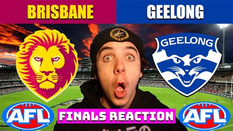 The lions and cats clash in the second preliminary final. Brisbane vs Geelong | AFL FINALS REACTION 2020 - YouTube