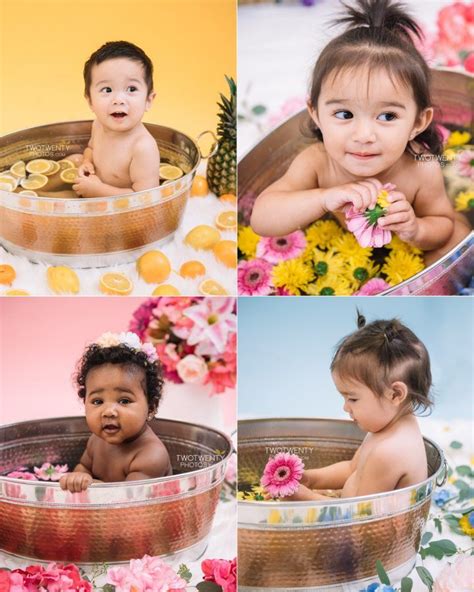 Recommended for infants 0 to 6 months. Baby Flower & Fruit Bath Photos by Two Twenty Photos. Fun ...