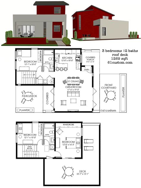 12 cool concepts of how to upgrade 4 bedroom modern house plans simphome. Contemporary Small House Plan | 61custom | Contemporary ...