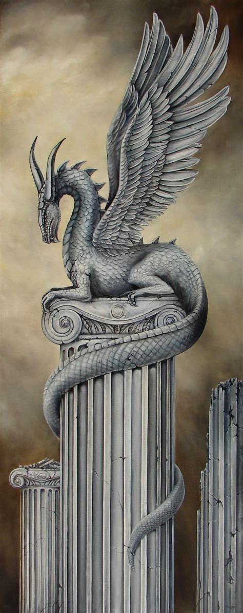 Custodian, guard, keeper… find the right word. Guardian Dragon | column drache drachen | Malerei