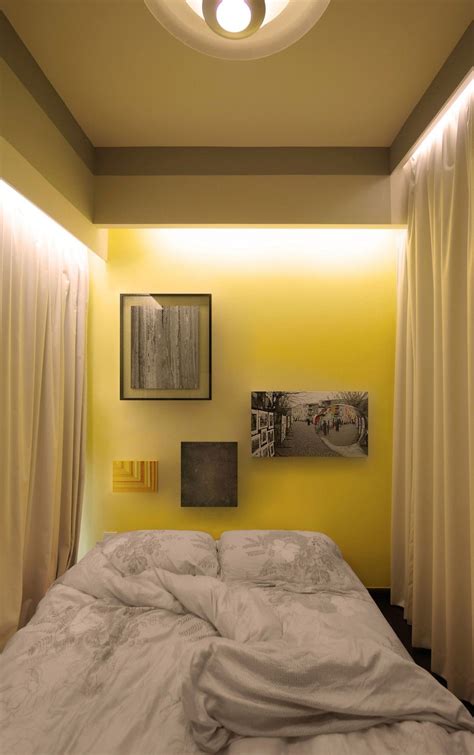 Room divider diy cheap room dividers room divider headboard metal room divider small room. Tiny Apartment Uses Fabric Curtains To Divide Its Spaces ...
