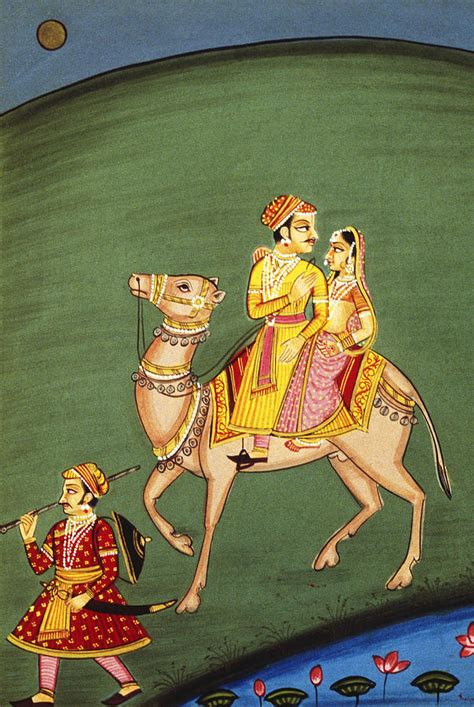 A moroccan camel ride can take an entire weekend too. Ragini Maru riding camel Painting by Dinodia