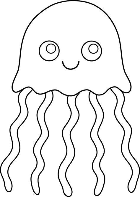 Easy diy jellyfish craft with free jellyfish template. Cute Colorable Jellyfish - Free Clip Art