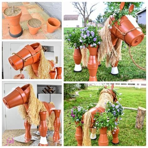 Diy clay pot mushroom toadstool tutorials: DIY Flower Clay Pot Horse Gardening Planters Tutorial ...