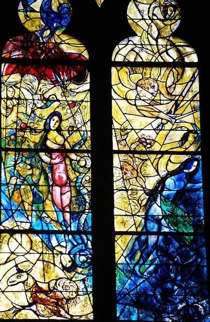 Detail from the good samaritan and adam and eve window in the south aisle. chagall | Marc chagall, Chagall, Stained glass