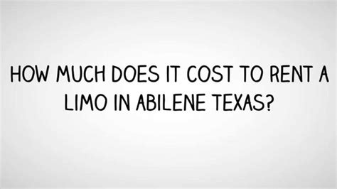 Night on the town show her your romantic side and remind her just how much you care. How Much Does It Cost to Rent a Limo in Abilene Texas ...