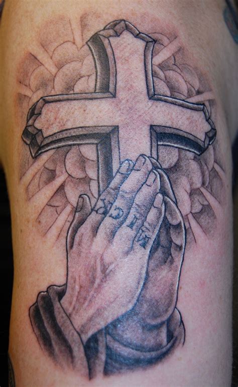 Getting a hand tattoo is a huge commitment. Praying Hands With Cross Drawing at GetDrawings | Free ...