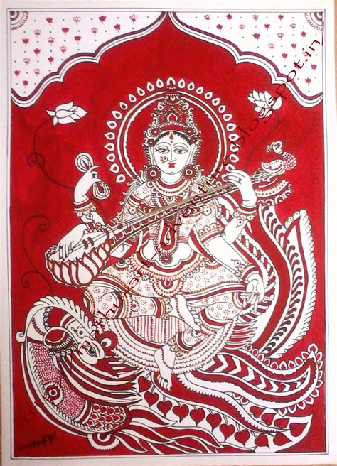 Paintings long ago were most commonly used for portraiture and illustration of religious iconography. Traditional Indian Paintings: Saraswati - Kalamkari Painting