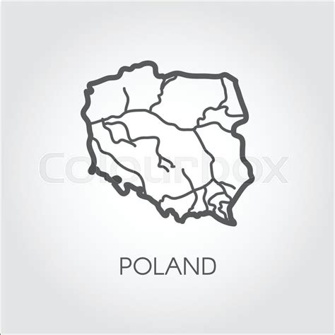 Line cartoon kawaii character illustration icon. Poland map outline